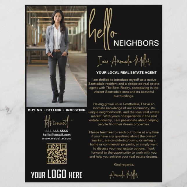 Realtor Introduction Real Estate Farming Letter Flyer (Front)