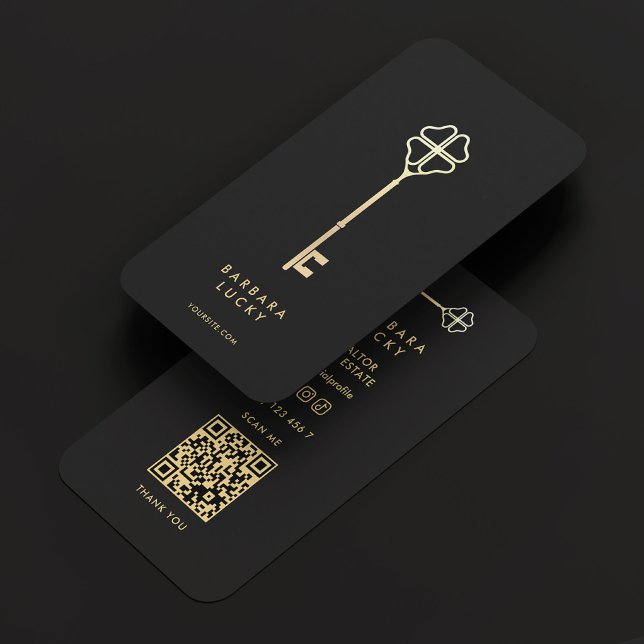 Realtor Key Real Estate Mortgage Elegant Black  Business Card (Realtor Key Real Estate Mortgage Elegant Black Business Card
)