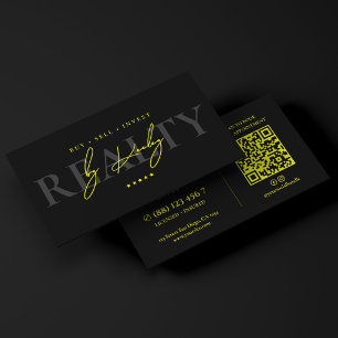 Realtor Lime Yellow Black Real Estate Broker Business Card