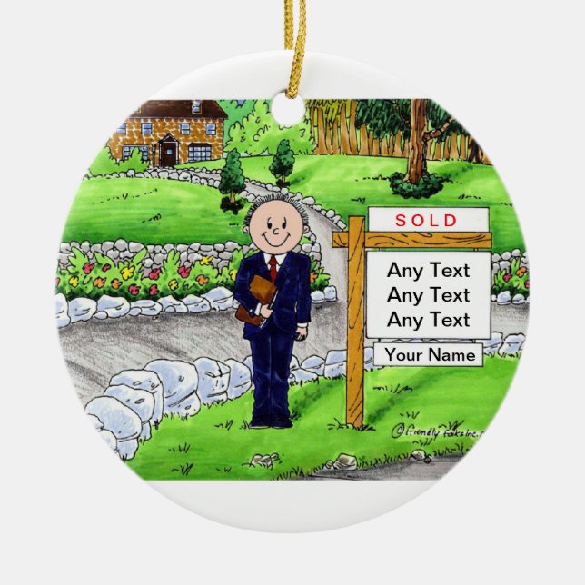 Realtor - Male Ceramic Tree Decoration (Front)