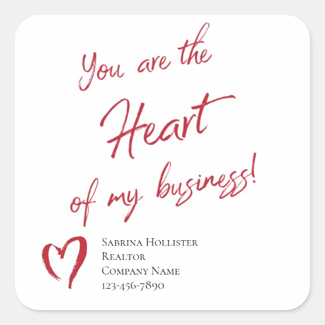 Realtor Marketing Valentine's Day Marketing Square Sticker (Front)