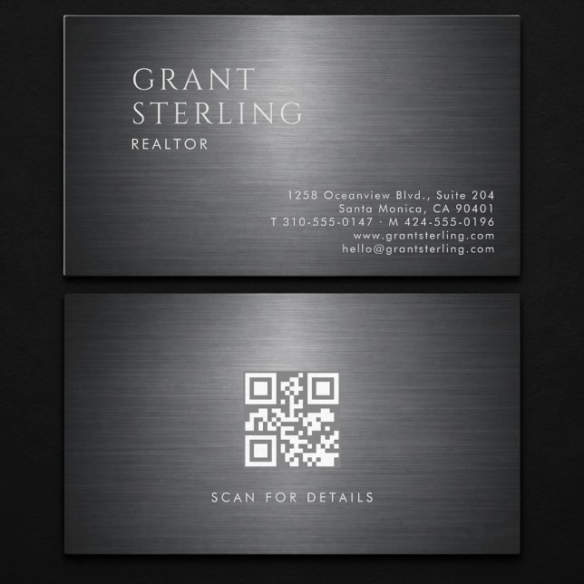 Realtor Metallic QR Code Business Card (Creator Uploaded)