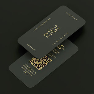 Realtor Modern Monogram Dark Green Simple QR Business Card
