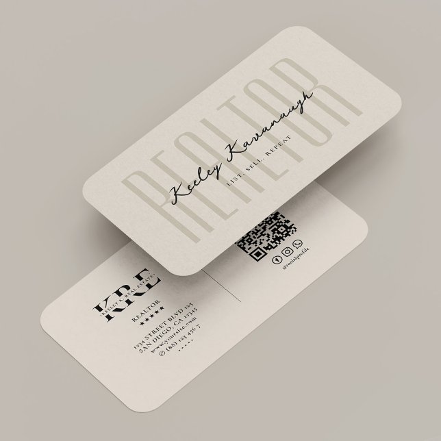 Realtor Modern Real Estate Sand Beige Monogram Business Card (Realtor Modern Real Estate Sand Beige Monogram Business Card
)