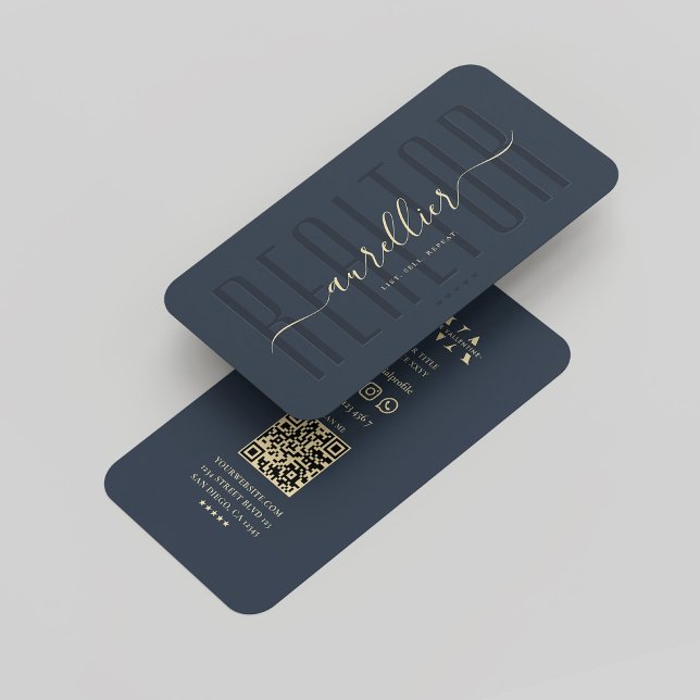 Realtor Monogram Elegant Modern Dark Blue Business Card (Realtor Monogram Elegant Modern Dark Blue Business Card
)