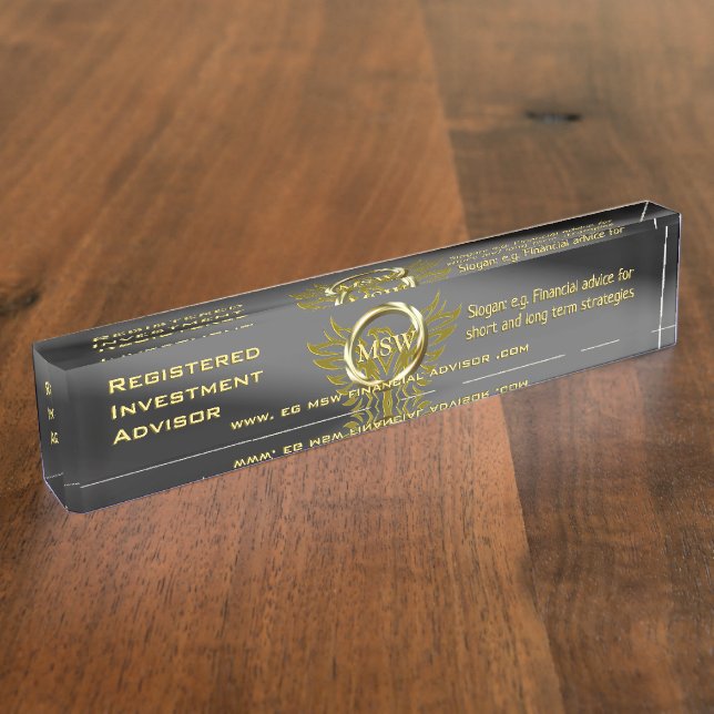 Realtor / Mortgage Broker Deluxe Gold Ring Theme Nameplate (Side)