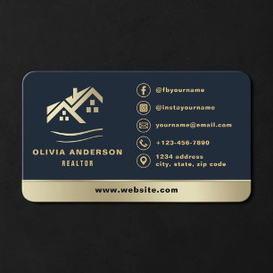 Realtor Navy Blue Gold Business Card