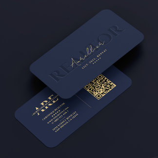 Realtor Navy Blue Real Estate Monogram Modern Business Card