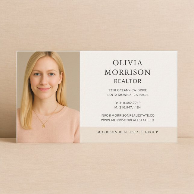 Realtor Neutral Beige Photo Business Card (Creator Uploaded)
