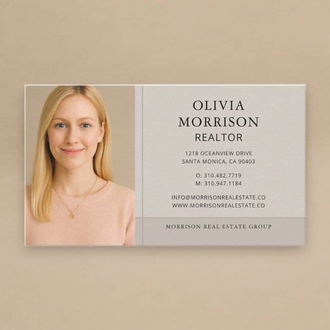 Realtor Neutral Taupe Photo Business Card (Creator Uploaded)