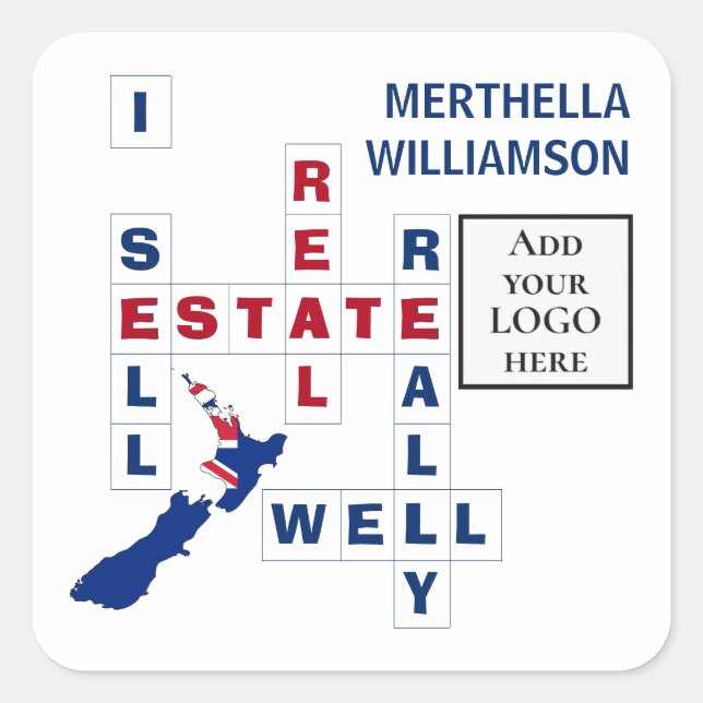 Realtor NEW ZEALAND Logo Real Estate Square Sticker (Front)