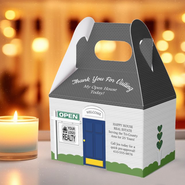 Realtor Open House Blue Door  White House Favour Box (Creator Uploaded)