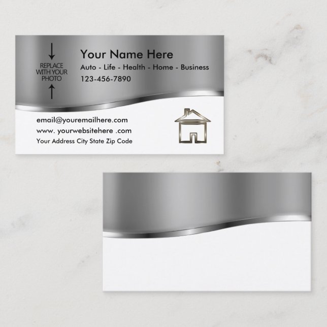 Realtor or Insurance Rep Photo Template Business Card (Front/Back)