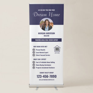 Realtor Photo Blue Roll Up Real Estate Agent Retractable Banner