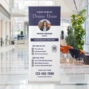 Realtor Photo Blue Roll Up Real Estate Agent Retractable Banner