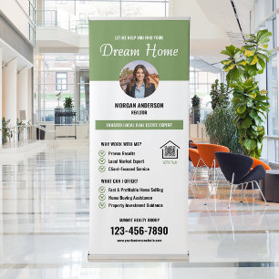 Realtor Photo Green Roll Up Real Estate Agent Retractable Banner