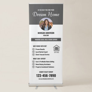 Realtor Photo Grey Roll Up Real Estate Agent Retractable Banner