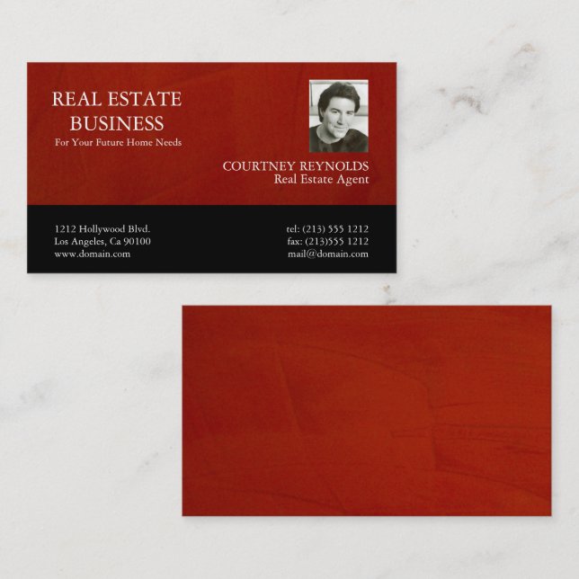 Realtor Photo Professional Plaster Business Card (Front/Back)