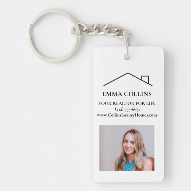 Realtor Photo QR Code Business Card Key Ring (Front)