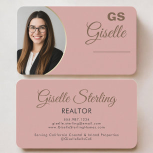 Realtor Pink Gold Photo Business Card