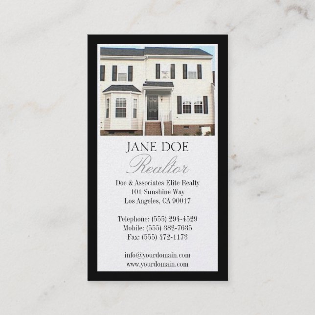 Realtor Platinum Photo Script Border Business Card (Front)