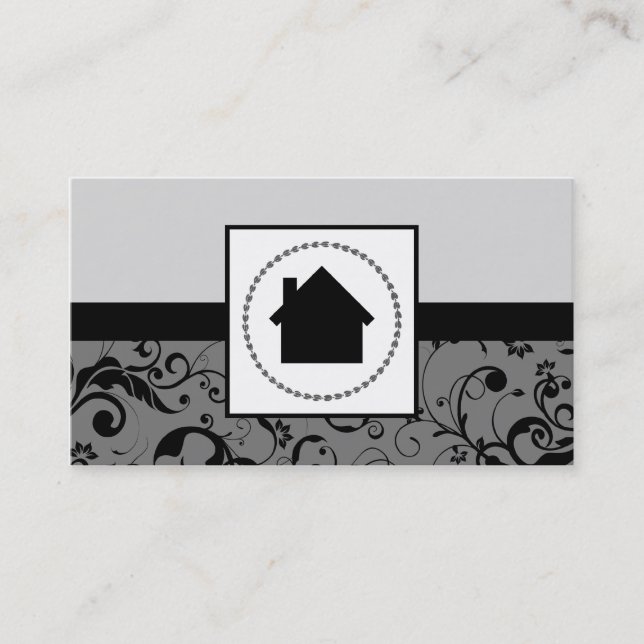 realtor professional damask home business card (Front)