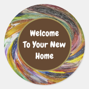 Realtor Promotion Bright Retro Swirl Real Estate Classic Round Sticker