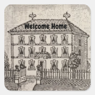 Realtor Promotion House Buyer Vintage Welcome Home Square Sticker