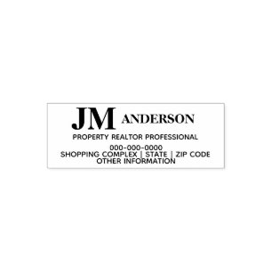 Realtor property professional monogram address self-inking stamp