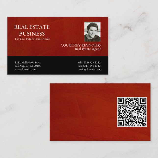 Realtor QR Code Marsala Plaster Business Card (Front/Back)