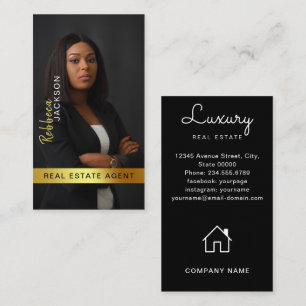 Realtor Real Estate Agent Add Photo Monogram Business Card