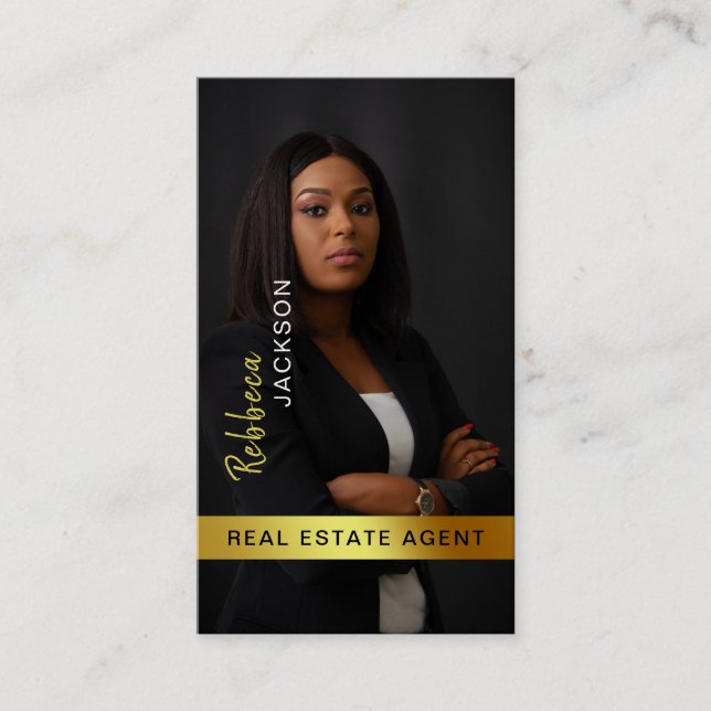 Realtor Real Estate Agent Add Photo Monogram Business Card (Front)