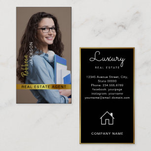Realtor Real Estate Agent Add Photo Monogram qr Business Card