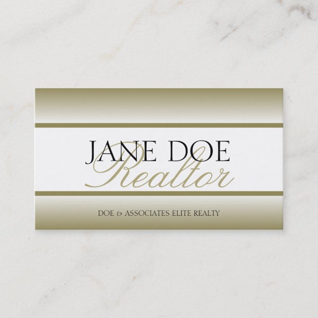 Realtor Real Estate Agent Broker Gold Script Fade Business Card (Front)