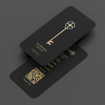 Realtor Real Estate Agent Elegant Black Gold Key
