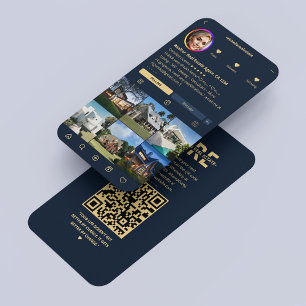 Realtor Real Estate Agent IG Navy Blue Modern  Business Card