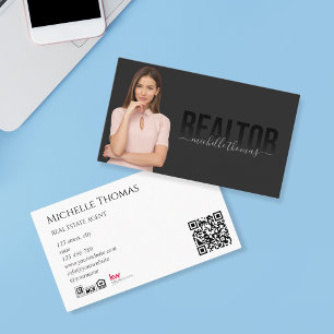Realtor Real Estate Agent Logo Photo QR Code Business Card