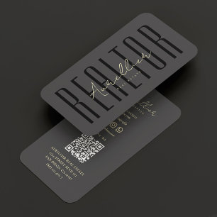 Realtor Real Estate Agent Modern Grey Business Card
