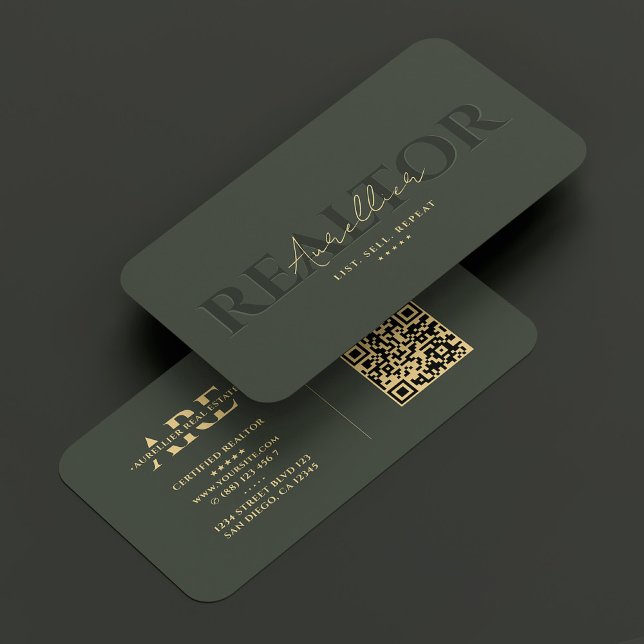 Realtor Real Estate Agent Monogram Green Modern Business Card (Realtor Real Estate Agent Monogram Green Modern Business Card
)