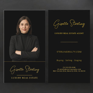 Realtor Real Estate Black Gold Professional Business Card