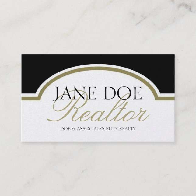 Realtor Real Estate Broker Agent Sales Gold Script Business Card (Front)