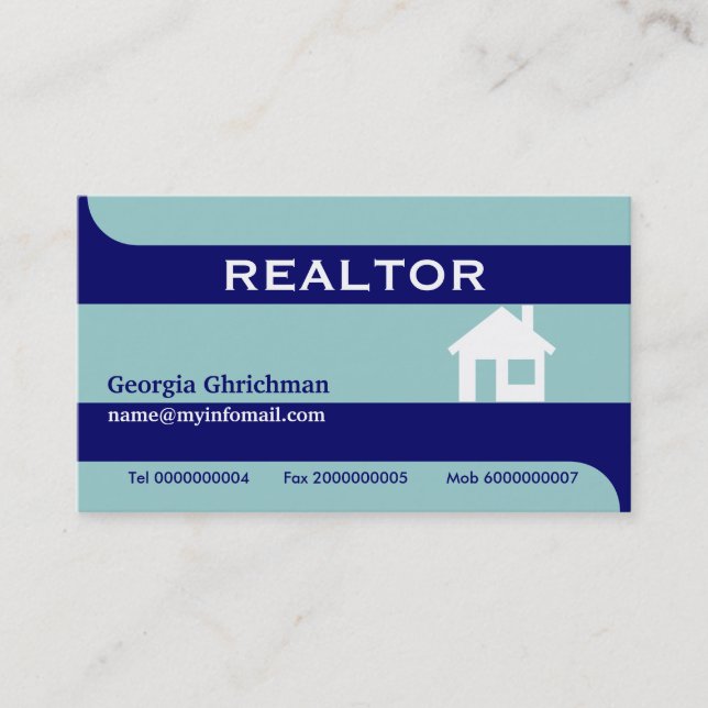 Realtor/Real estate business cards- blue Business Card (Front)