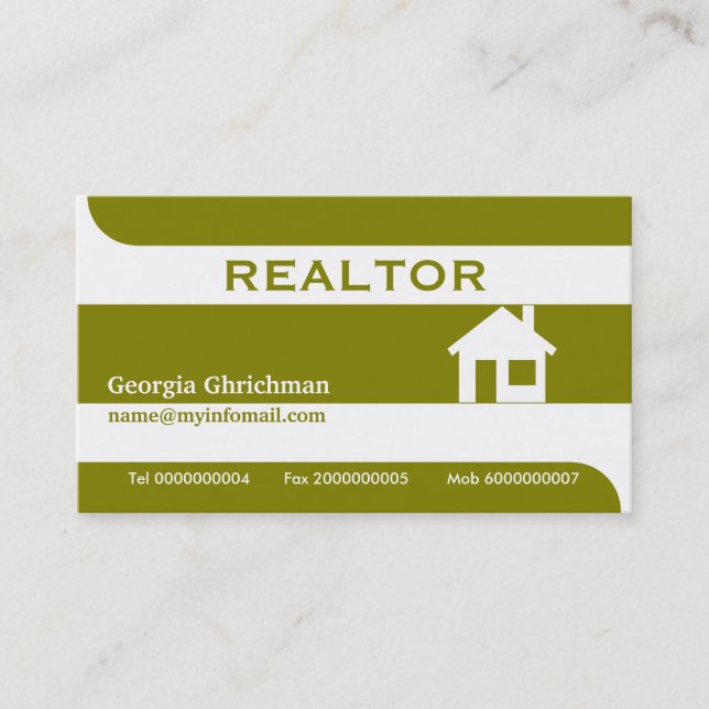 Realtor/Real estate business cards- olive green Business Card (Front)