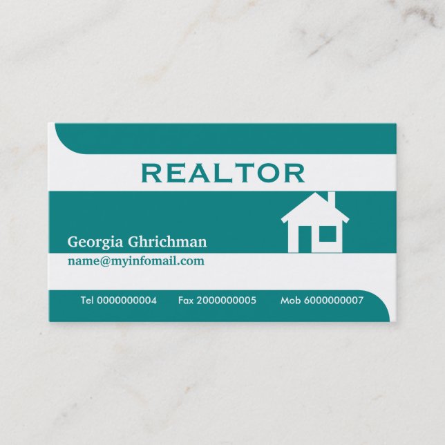 Realtor/Real estate business cards- teal white Business Card (Front)