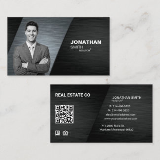 Realtor, real estate investor, Black Metallic Business Card