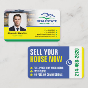 Realtor, real estate investor, with a headshot business card