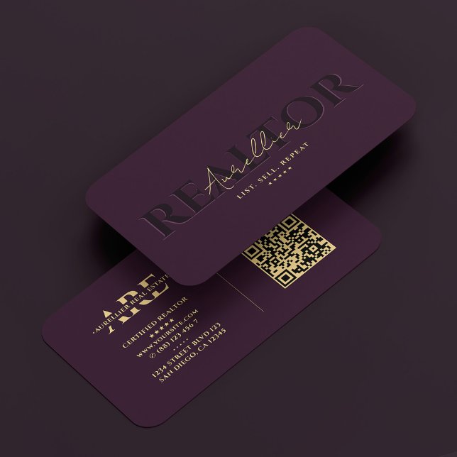 Realtor Real Estate Luxury Purple Monogram Modern Business Card (Realtor Real Estate Luxury Purple Monogram Modern Business Card
)