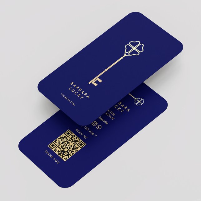 Realtor Real Estate Royal Blue Gold Key Luxury  Business Card (Realtor Real Estate Royal Blue Gold Key Luxury Business Card
)