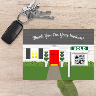 Realtor Red Door Sold Sign Thank You Card