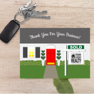 Realtor Red Door Sold Sign Thank You Notecard